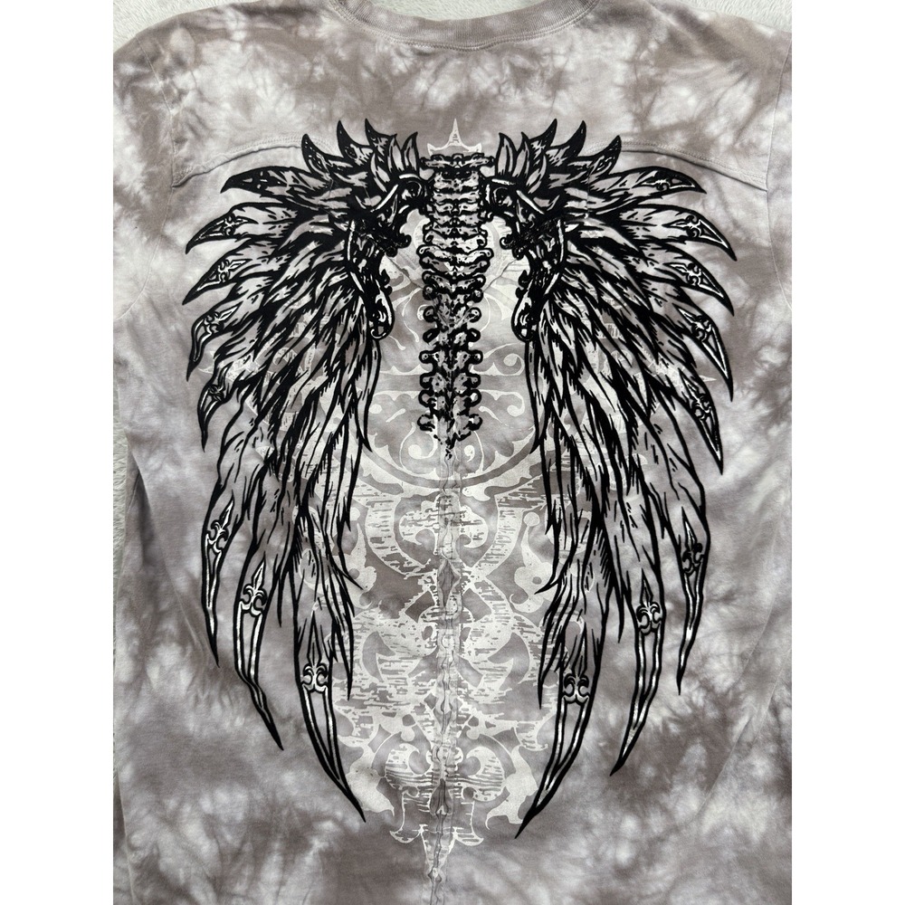 Rebel Spirit Mens Medium Gray Wings T-Shirt Grunge Streetwear 100% Cotton - Picture 4 of 16
